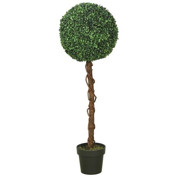 44" Artificial Boxwood Ball Shape Topiary in Container