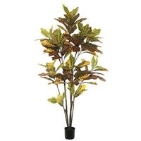 Vickerman 72" Artificial Croton Tree in Black Planter Pot