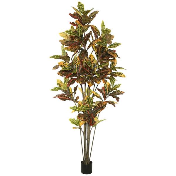 84" Artificial Croton Tree in Black Planter Pot
