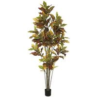 Vickerman 84" Artificial Croton Tree in Black Planter Pot