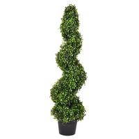 Vickerman 36" Artificial Boxwood Spiral on Black Planters Pot