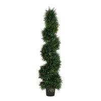Vickerman 48" Artificial Cedar Spiral on Black Planters Pot