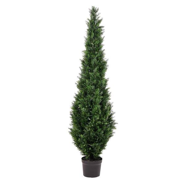 72" Artificial Cedar Tree in Black Planter Pot