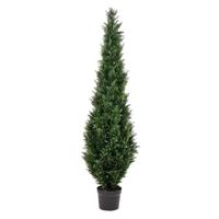 Vickerman 72" Artificial Cedar Tree in Black Planter Pot