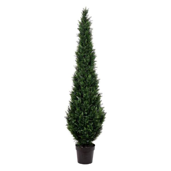 84" Artificial Cedar Tree in Black Planter Pot