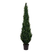Vickerman 84" Artificial Cedar Tree in Black Planter Pot