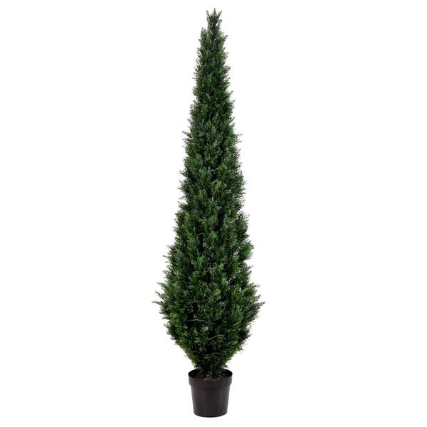 96" Artificial Cedar Tree in Black Planter Pot
