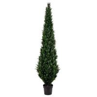Vickerman 96" Artificial Cedar Tree in Black Planter Pot