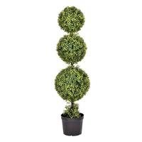 Vickerman 48" Artificial Boxwood Triple Ball on Black Planters Pot