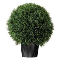 Vickerman 20" Artificial Cedar Ball on Black Planters Pot