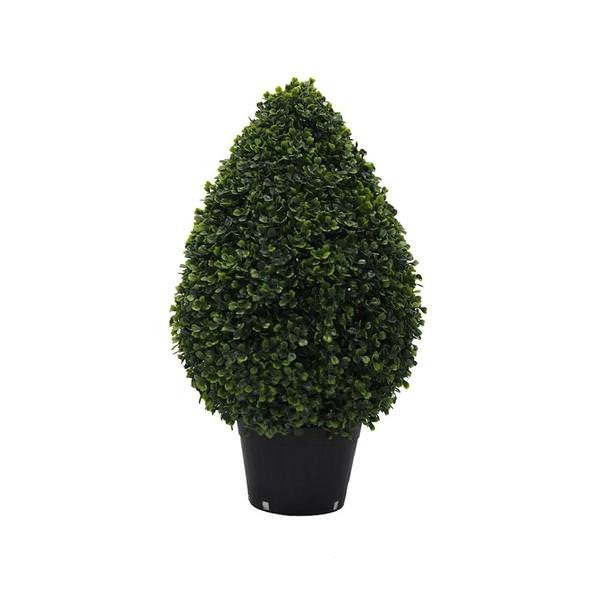 24" Artificial Boxwood Teardrop on Black Planters Pot
