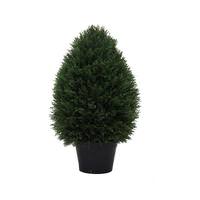 Vickerman 24" Artificial Cedar Teardrop on Black Planters Pot