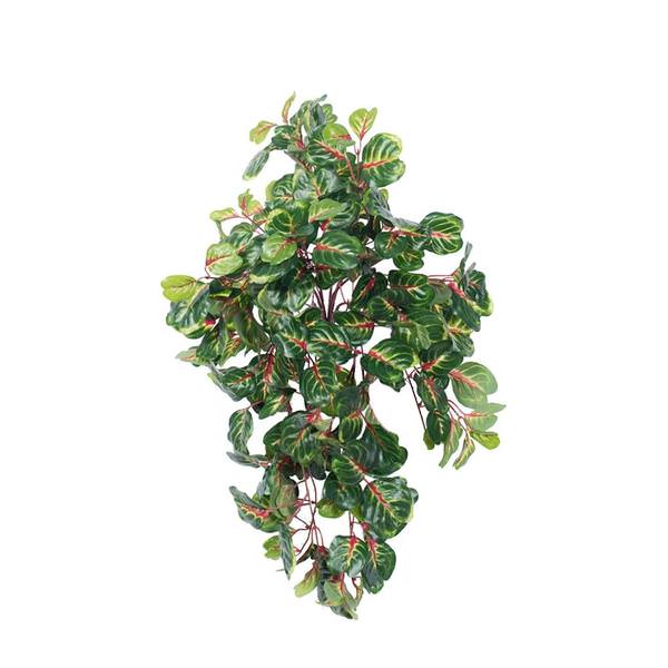 27" Artificial Green / Red Bloodleaf Hanging Bush
