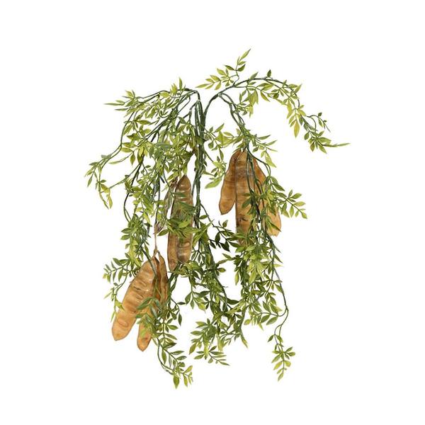 21" Artificial Light Green and Yellow Mini Ficus & Sweet Pea Hanging Spray