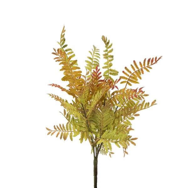 14" Artificial Light Green/Red Wood Fern Spray