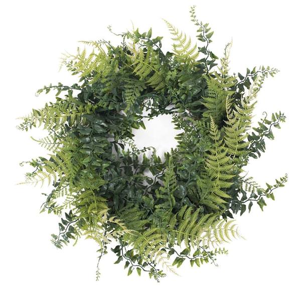 18" Artificial Buckler Fern & Grass Wreath