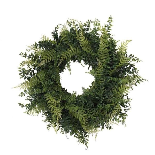24" Artificial Buckler Fern & Grass Wreath