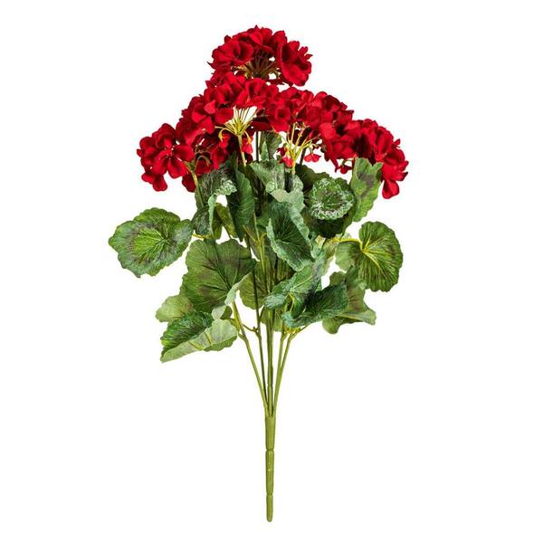19.5" Artificial Red Geranium Bush