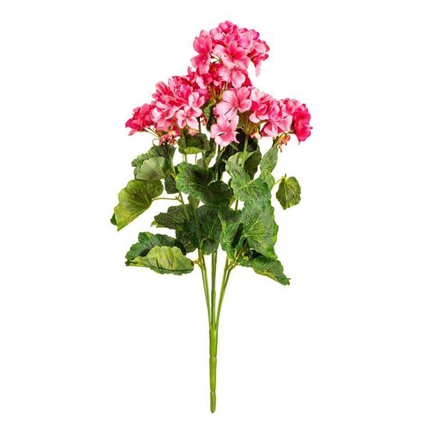 19.5" Artificial Coral Geranium Bush