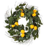 Vickerman 24" Artificial Green and Yellow Salal Leaf Lemon Wreath