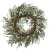 Vickerman 30" Artificial Green Brazil Berry and Leaf Wreath