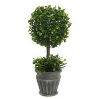 Vickerman 13" Artificial Boxwood Ball Shape Topiary in Container