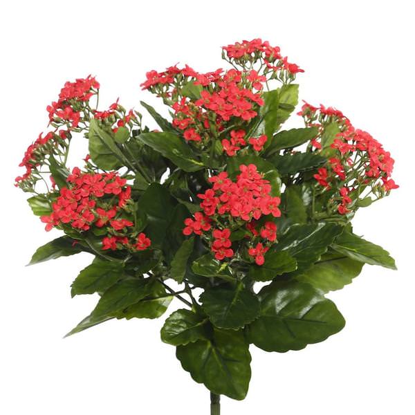 15.5" Artificial Red Kalanchoe Bush