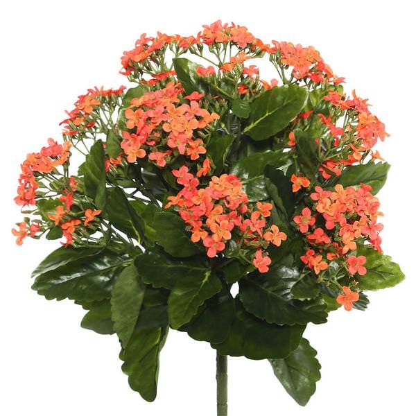 15.5" Artificial Orange Kalanchoe Bush