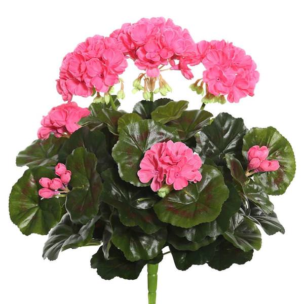 15.25" Artificial Pink Geranium Bush