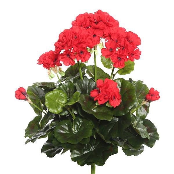 15.25" Artificial Red Geranium Bush