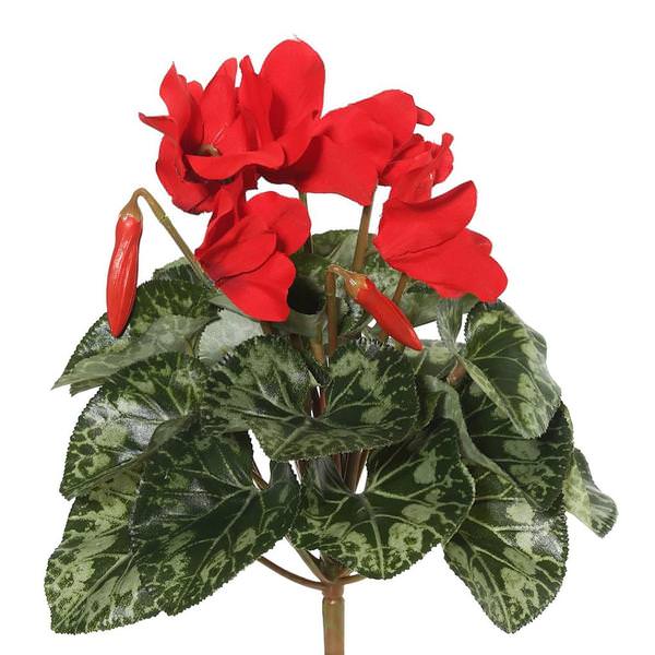 11" Artificial Red Cyclamen Bush