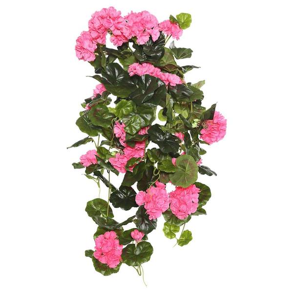 29" Artificial Pink Geranium Hanging Bush