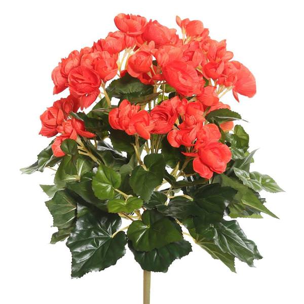 15.25" Artificial Orange Begonia Bush
