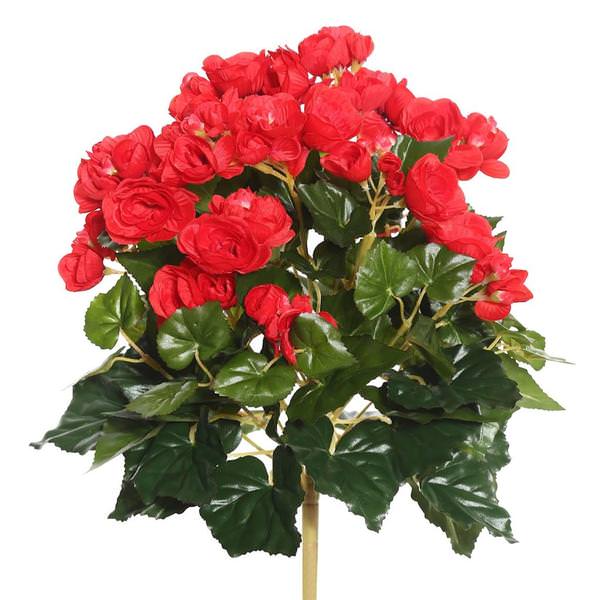 15.25" Artificial Red Begonia Bush