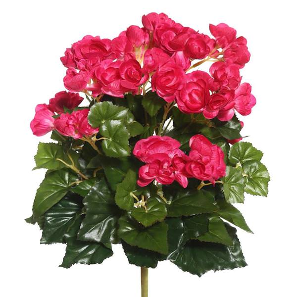 15.25" Artificial Hot Pink Begonia Bush