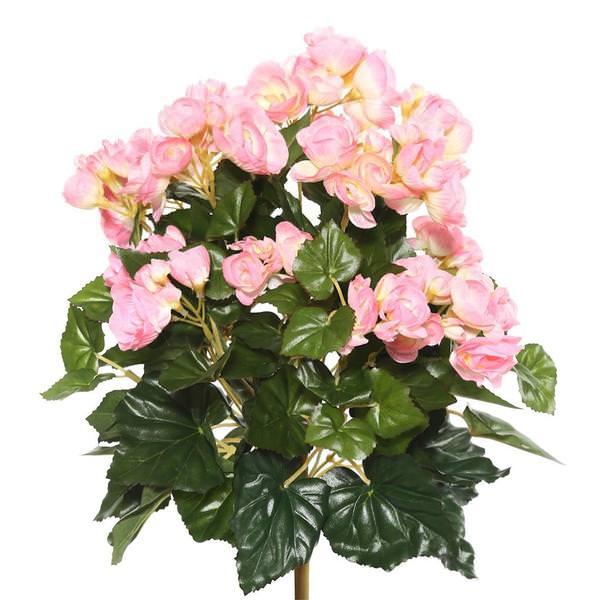 15.25" Artificial Light Pink Begonia Bush