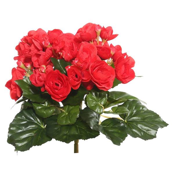 9.5" Artificial Red Begonia Bush