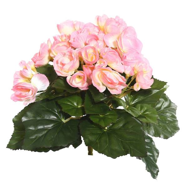 9.5" Artificial Light Pink Begonia Bush
