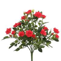 Vickerman 15" Artificial Red Mini Diamond Rose Bush