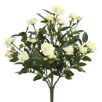 Vickerman 15" Artificial White Mini Diamond Rose Bush