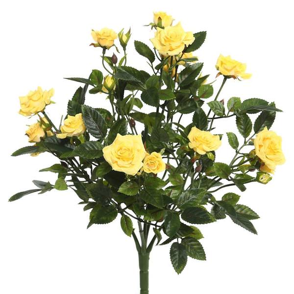 15" Artificial Yellow Mini Diamond Rose Bush