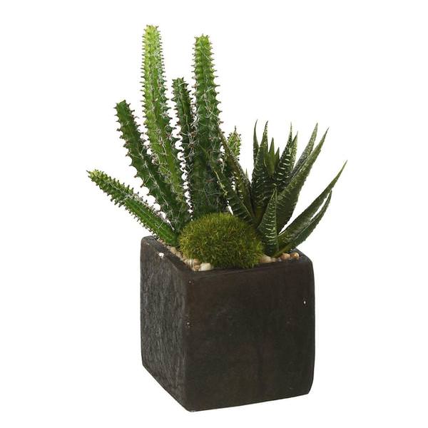 8" Artificial Succulent Arrangement Square Container