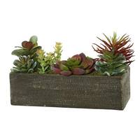 Vickerman 5.25" Artificial Succulent Arrangement in Brown Rectangle Container