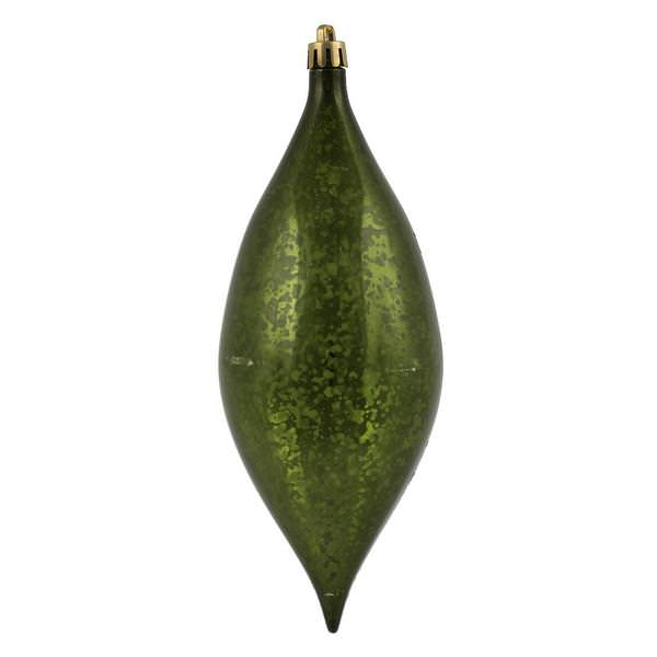 7" Moss Green Shiny Mercury Finish Drop Ornament (4 pack)