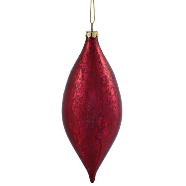 7" Burgundy Shiny Mercury Finish Drop Ornament (4 pack)