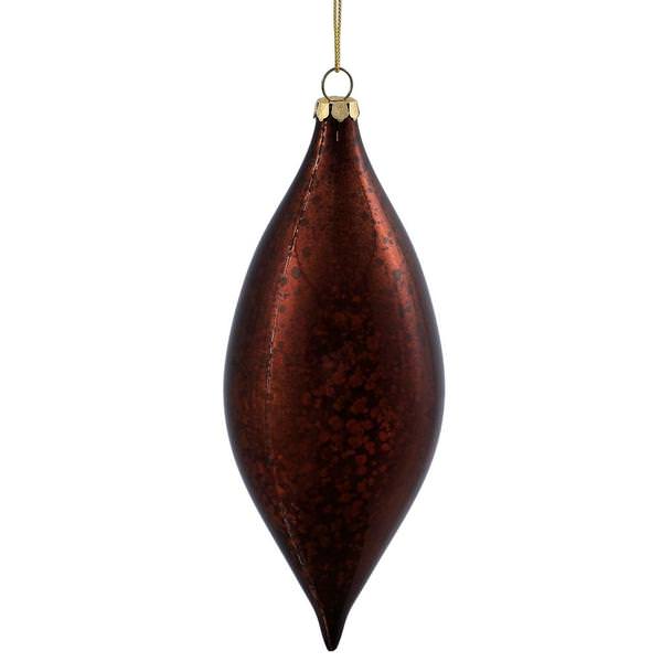 7" Chocolate Shiny Mercury Finish Drop Ornament (4 pack)