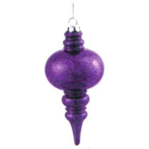 7" Purple Shiny Mercury Finial Ornament (3 pack)