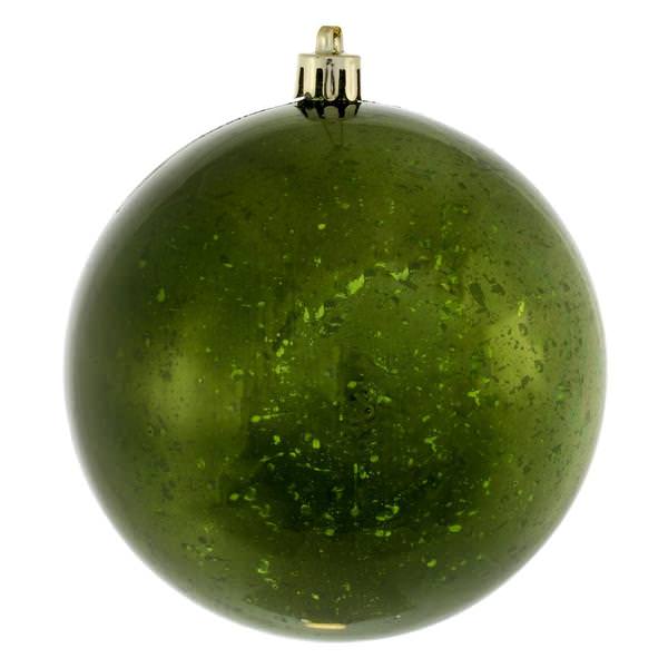 4.75" Moss Green Shiny Mercury Ball Ornament (4 pack)