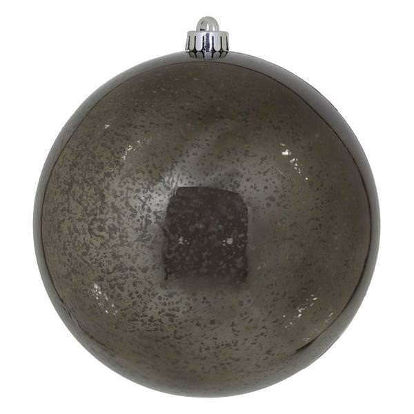 6" Gunmetal Shiny Mercury Ball Ornament (4 pack)