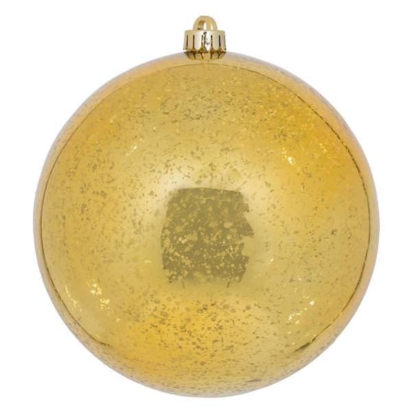 4" Honey Gold Shiny Mercury Ball Christmas Ornament (6 pack)